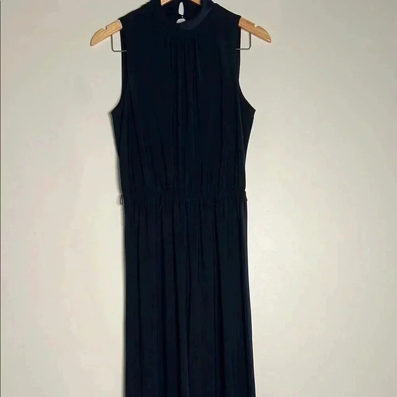 Women's Blue Sleeveless Jumpsuit Mock Neck - Wide Legs Very Cute Corporate Look - Picture 3 of 14